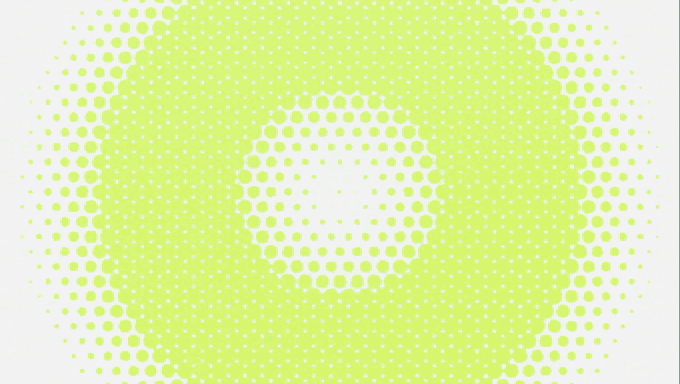 A kaleidoscope of green and lime dots and squares pulses outward from a pink star in Oddfellows' film for Figma