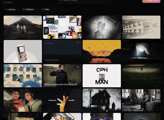 Scrolling a full Spark library of saved video references