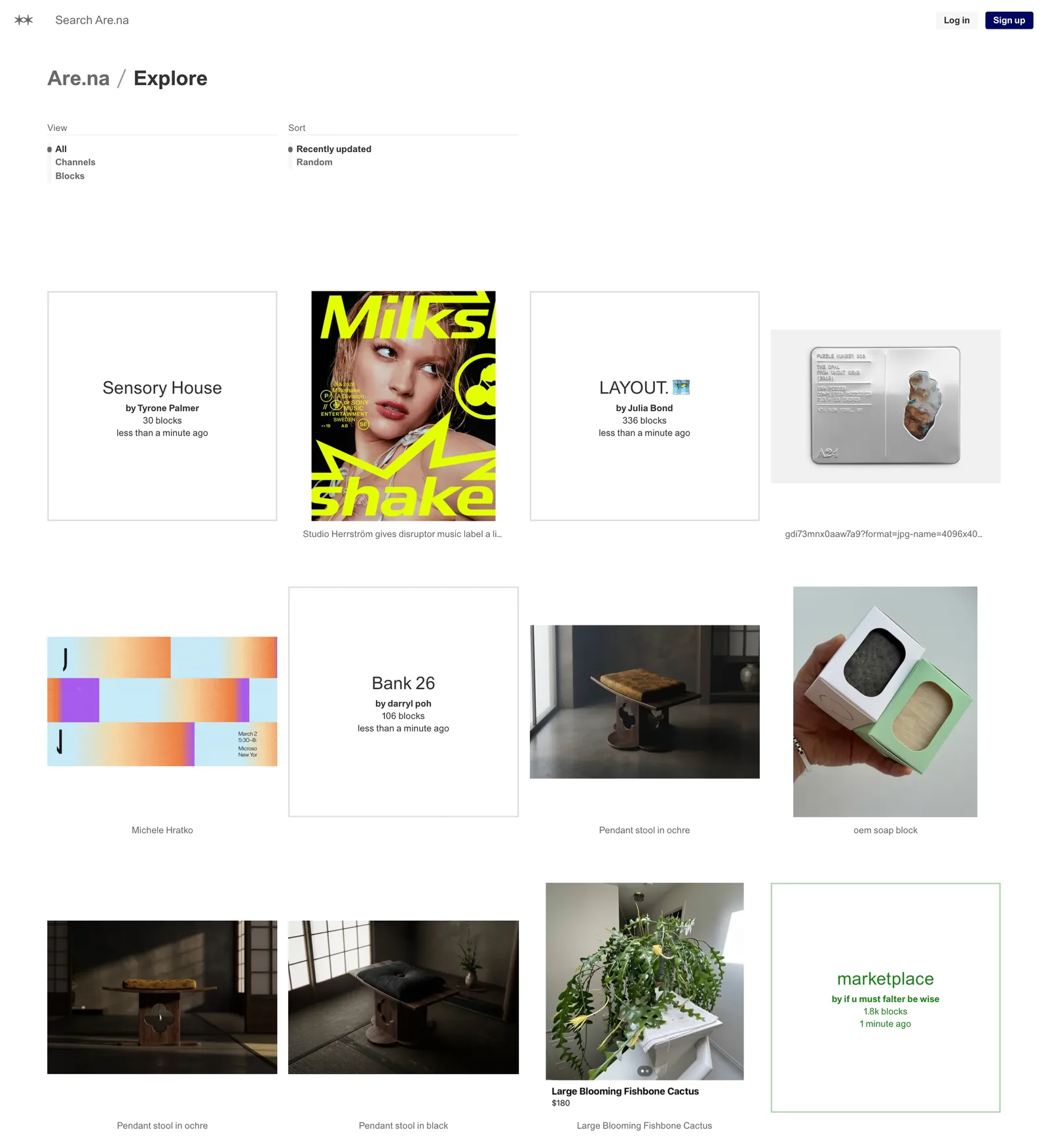 Are.na's public Explore feed
