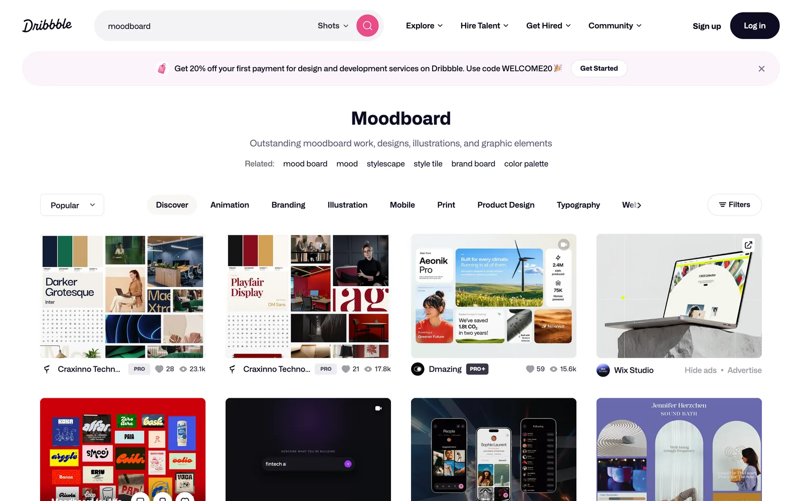 Dribbble search results for moodboard