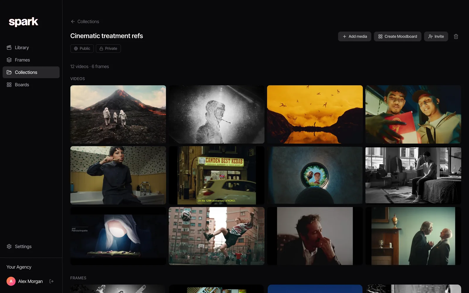 A Spark collection with Public and Private settings and an Invite button
